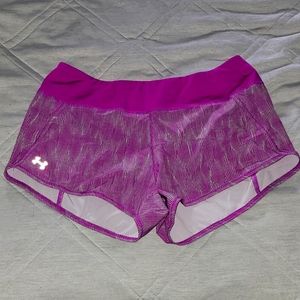 Women's like new medium under Armour active shorts. Purple and gray